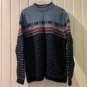 LANDS’ END fair Isle 100% wool sweater-wmns. X-large (18-20) like new